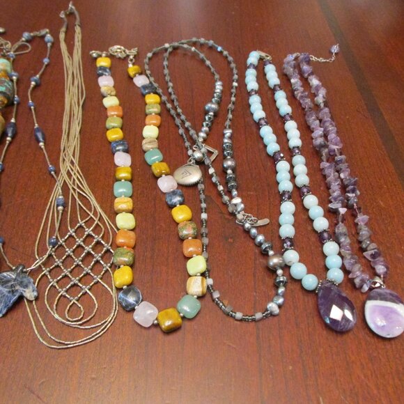 Lot 18 Sterling Silver 925 Clasp Necklaces Gemstones Turquoise, Coral,Ect.... - Picture 5 of 7